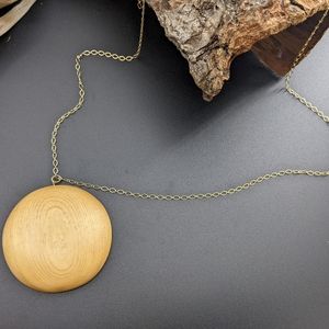 Wooden Necklace Full Moon Gold Wood jewelry circular